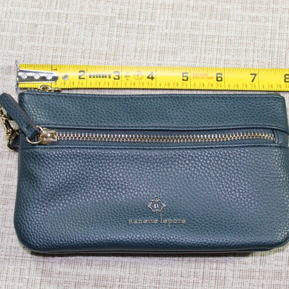 NWOT nanette lepore Dark Teal Pebble Leather Wristlet Wallet - Picture 6 of 7